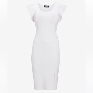 Express White Knit Ruffle Sleeve Sweater Dress NWT